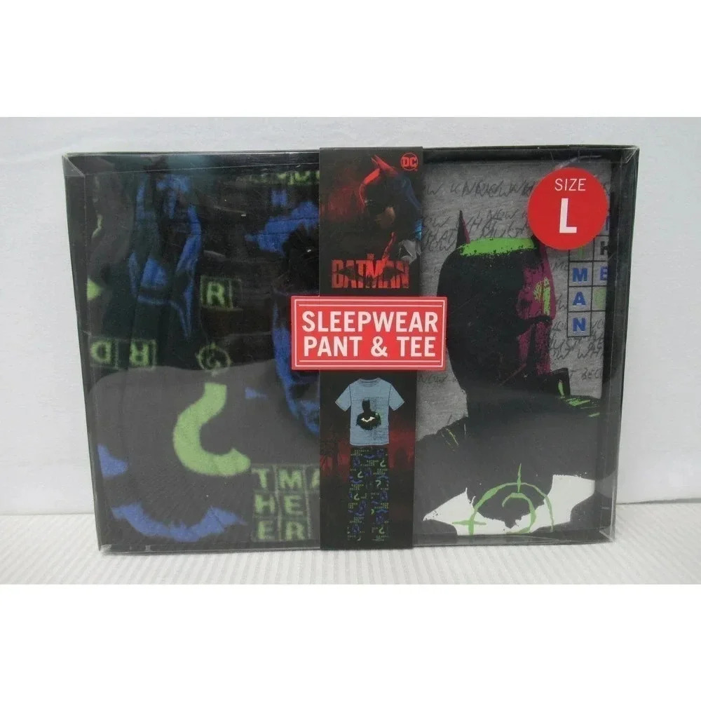Batman PJ's 2-Piece Set Sleepwear Fleece Pants and Tee Unisex Size Large NEW